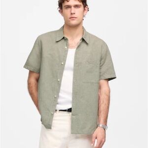 Madewell Button-Up Short-Sleeve Shirt in Cotton-Linen Blend